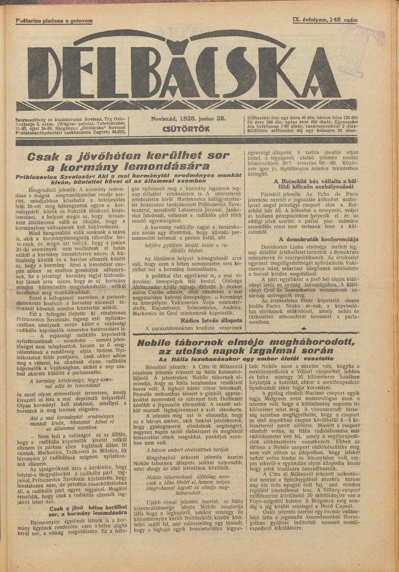 Délbácska, 9. évf. 1928. június 28. 148. sz.