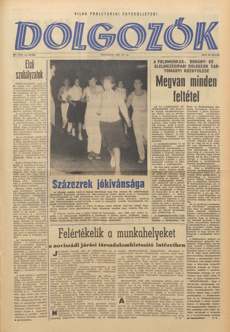 Dolgozók, 15. évf. 1961. április 14. 16. sz.
