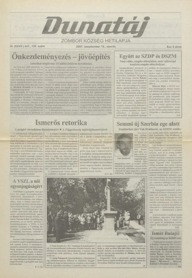 Dunatáj, 3. évf. 2001. szeptember 19. 128. sz.