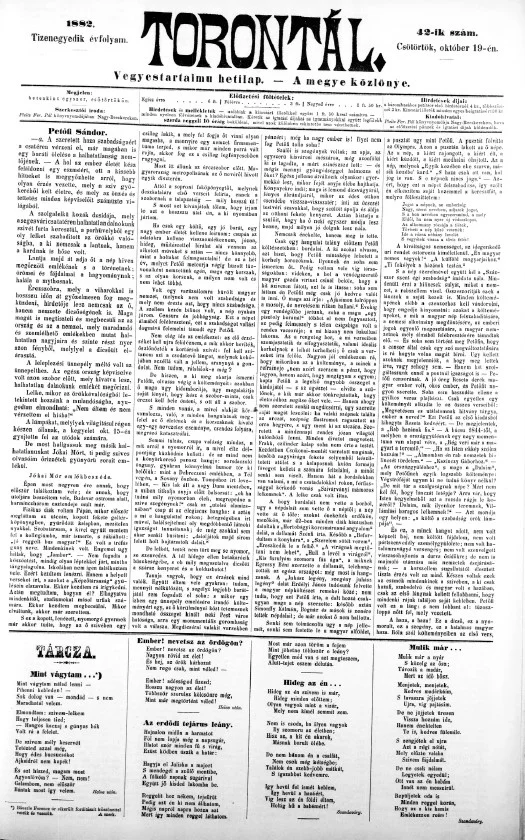 Torontál, 11. évf. 1882. október 19. 42. sz.