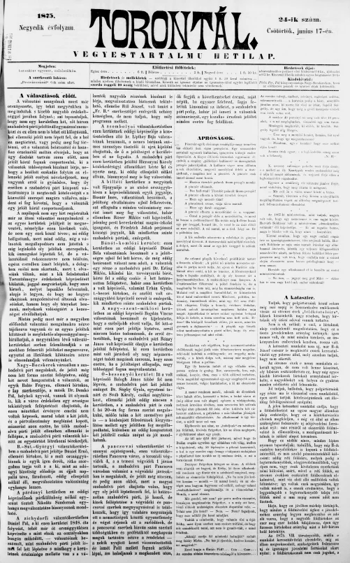 Torontál, 4. évf. 1875. június 17. 24. sz.