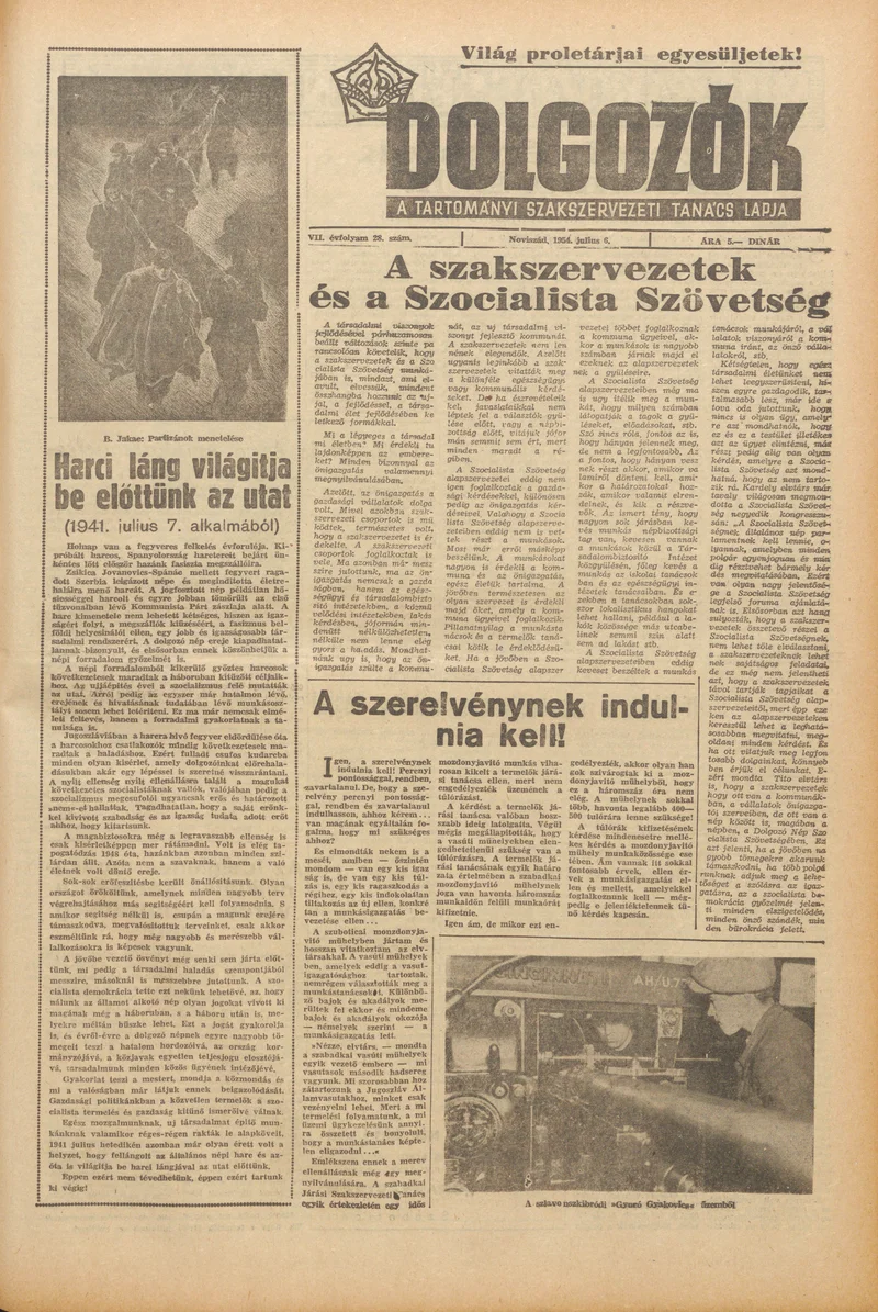 Dolgozók, 8. évf. 1954. július 6. 28. sz.