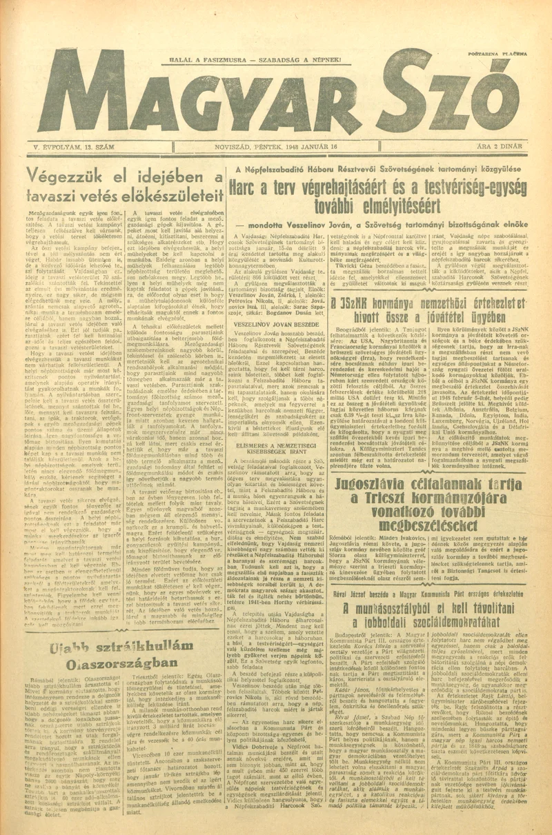 Magyar Szó, 5. évf. 1948. január 16. 13. sz. 1–6. oldal