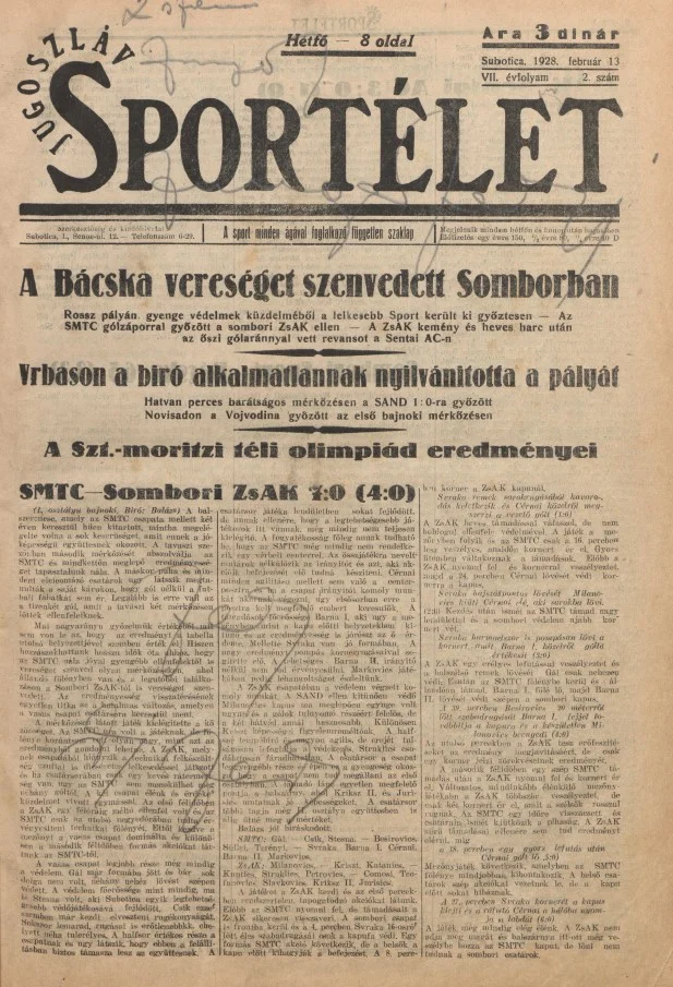 Jugoszláv sportélet, 7. évf. 1928. február 13. 2. sz.