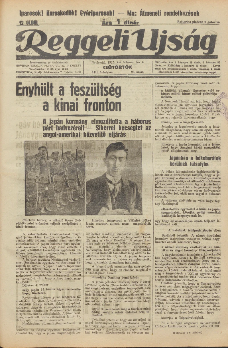 Reggeli Újság, 13. évf. 1932. február 4. 28. sz.