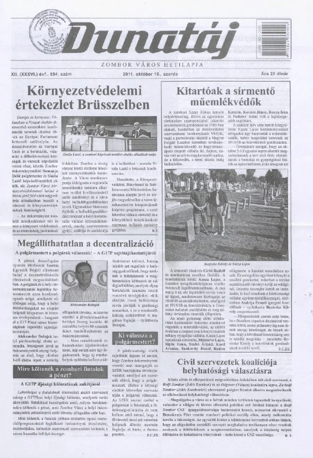 Dunatáj, 13. évf. 2011. október 19. 654. sz.