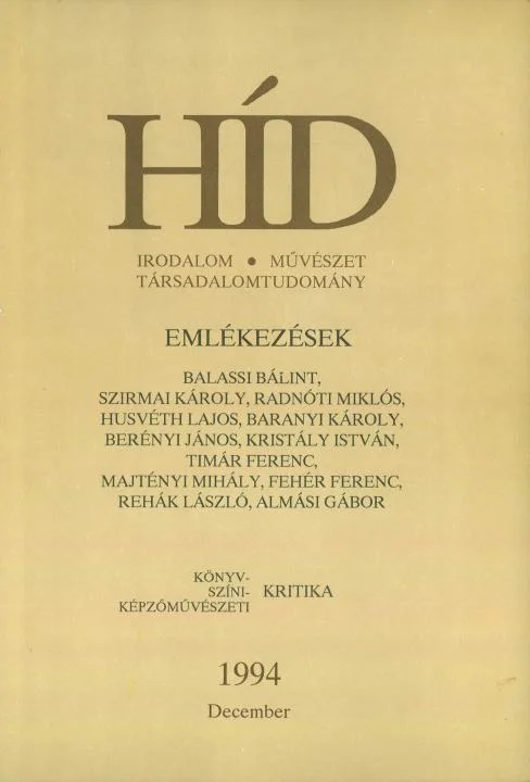 Híd, 58. évf. 1994. december. 12. sz. 757–884. oldal