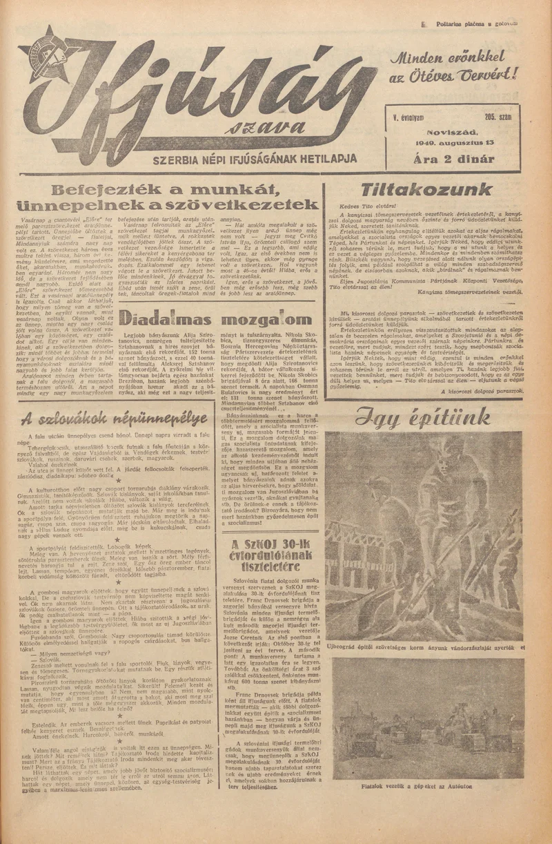 Ifjúság Szava, 5. évf. 1949. augusztus 13. 205. sz.