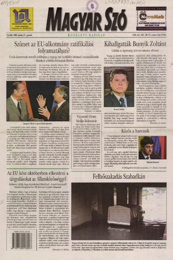 Magyar Szó, 62. évf. 2005. június 17. 140. sz. 1–20. oldal
