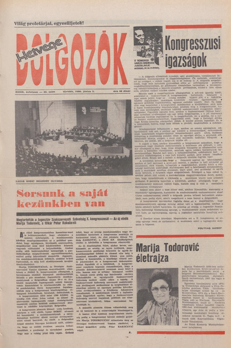 Dolgozók, 40. évf. 1986. június 5. 22. sz.