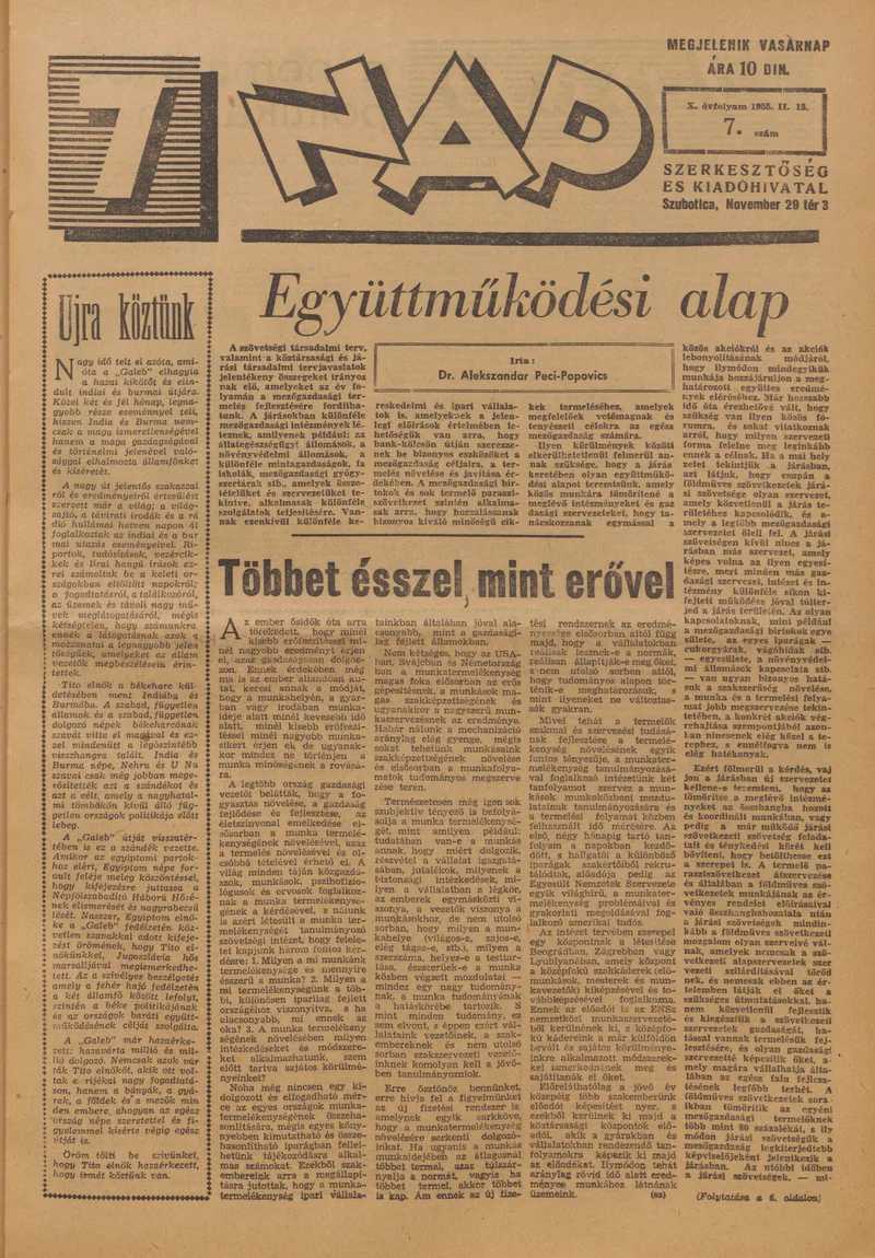 7 Nap, 10. évf. 1955. február 13. 7. sz. 1–16. oldal