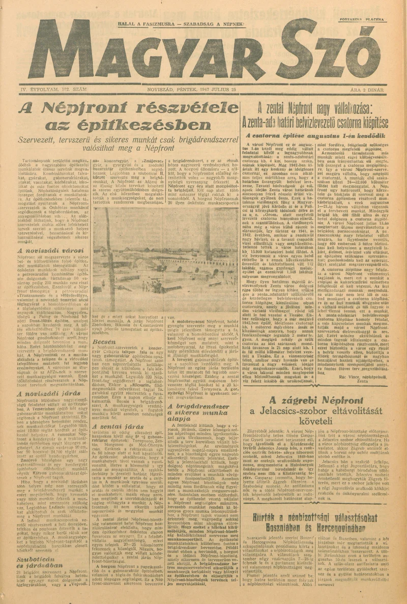 Magyar Szó, 4. évf. 1947. július 25. 182. sz. 1–6. oldal