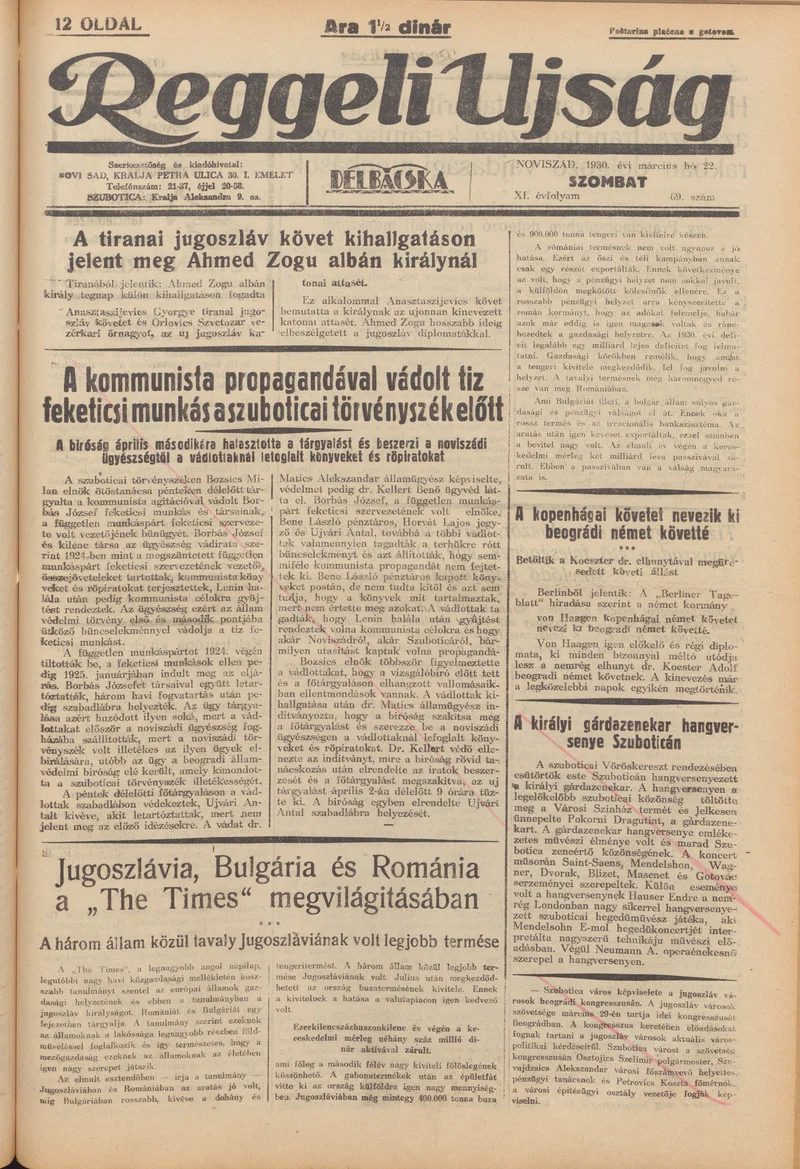 Reggeli Újság, 11. évf. 1930. március 22. 69. sz.