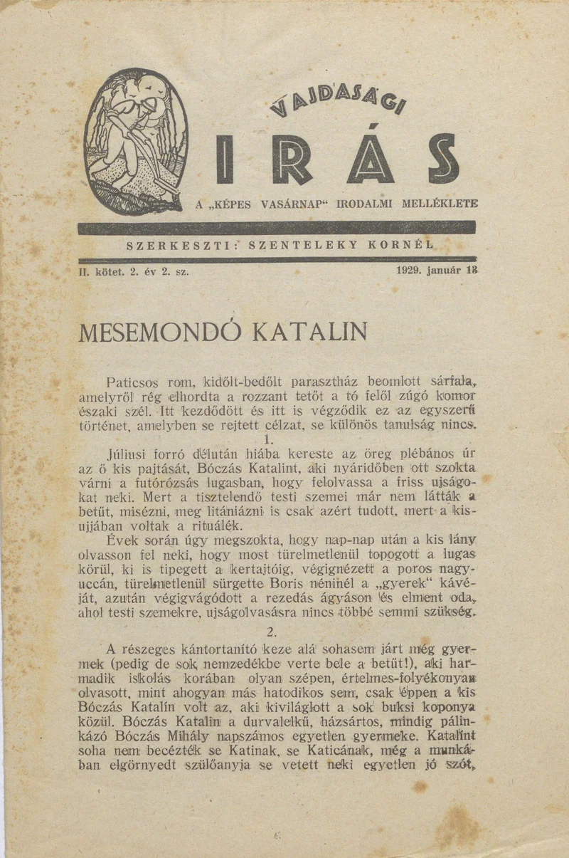 Vajdasági Írás, 2. évf. 1929. január 13. 2. sz. 33–64. oldal