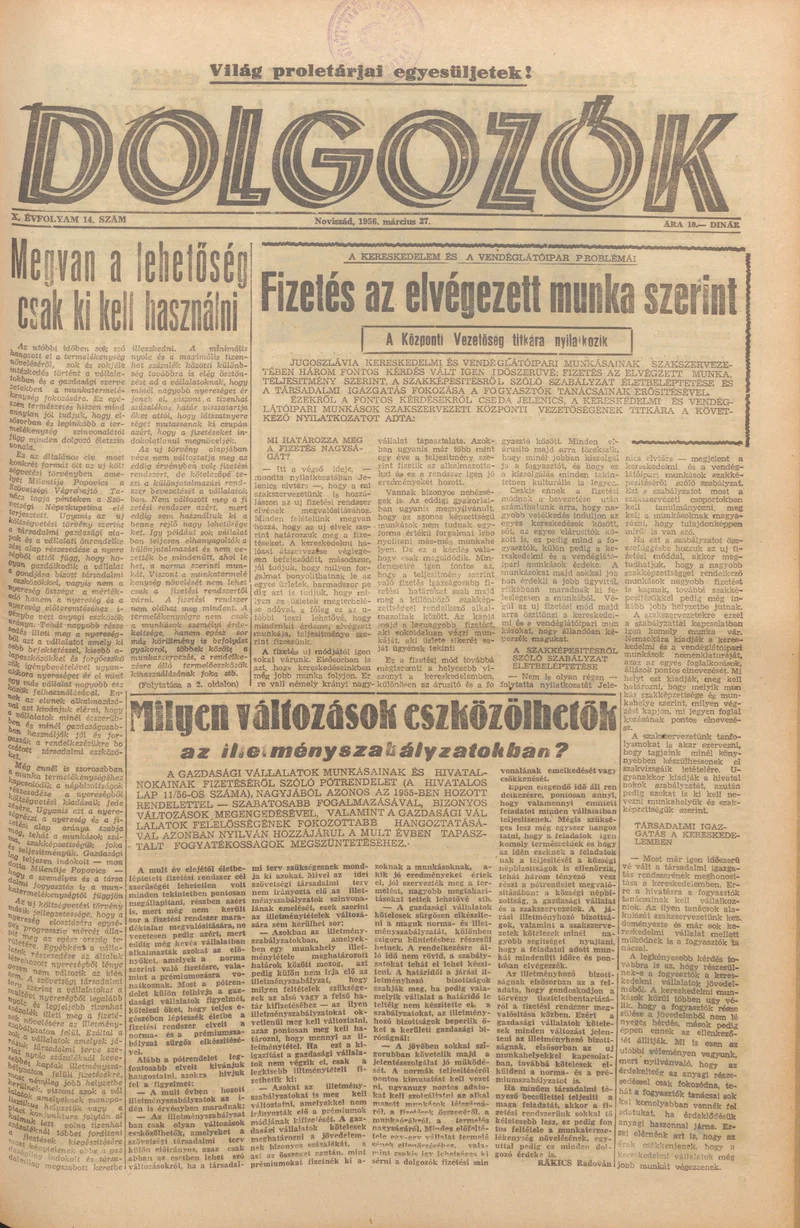Dolgozók, 10. évf. 1956. március 27. 14. sz.