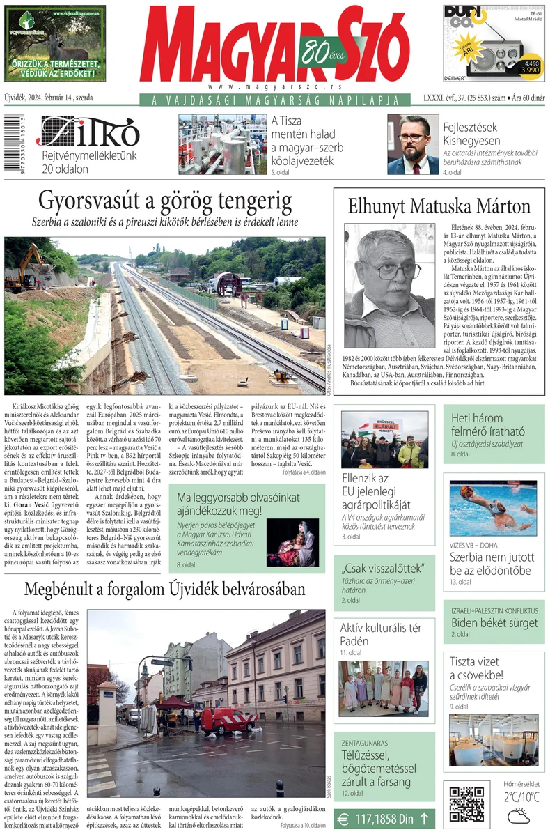 Magyar Szó, 81. évf. 2024. február 14. 37. sz. 1–16. oldal