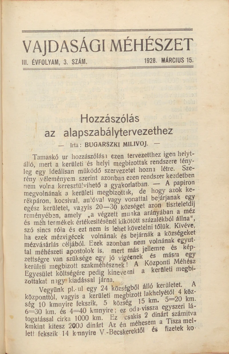 Vajdasági méhészet, 3. évf. 1928. március 15. 3. sz.