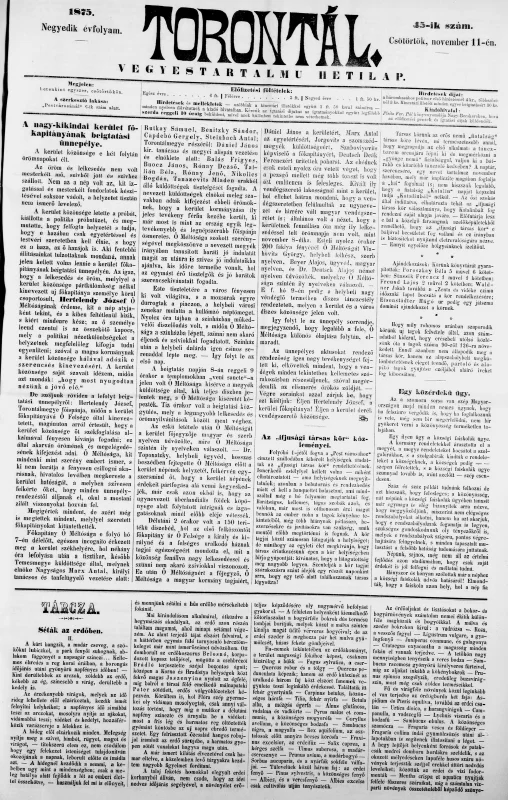 Torontál, 4. évf. 1875. november 11. 45. sz.