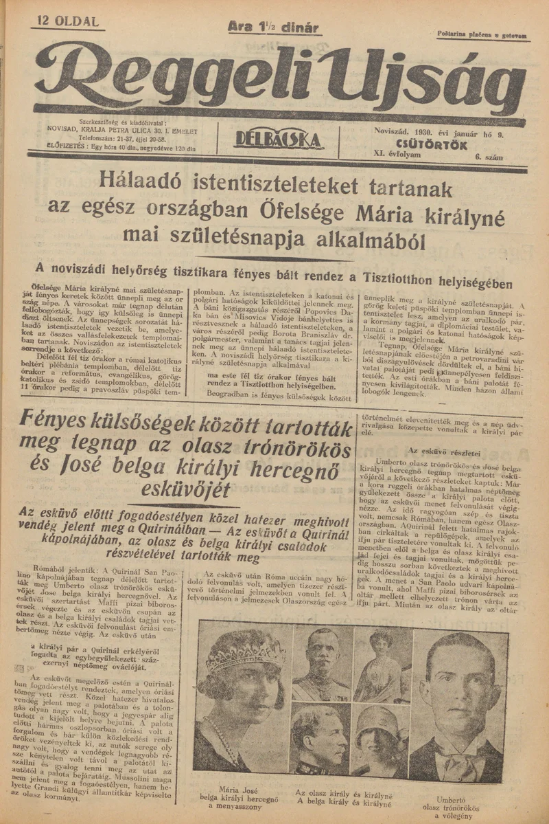 Reggeli Újság, 11. évf. 1930. január 9. 6. sz.