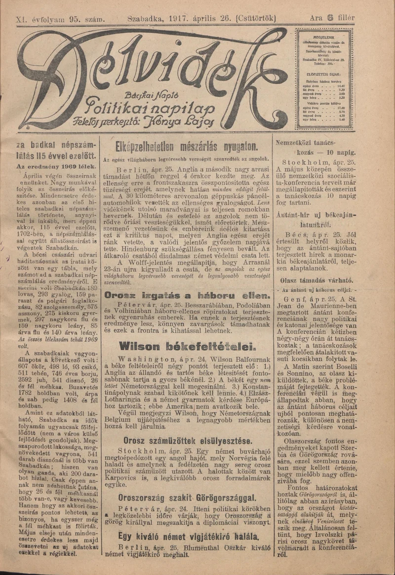 Délvidék, 11. évf. 1917. április 26. 95. sz.