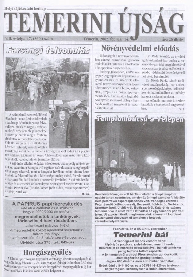 Temerini Újság, 8. évf. 2002. február 14. 7. sz.