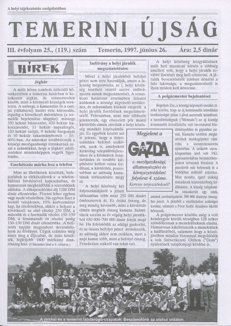Temerini Újság, 3. évf. 1997. június 26. 25. sz.