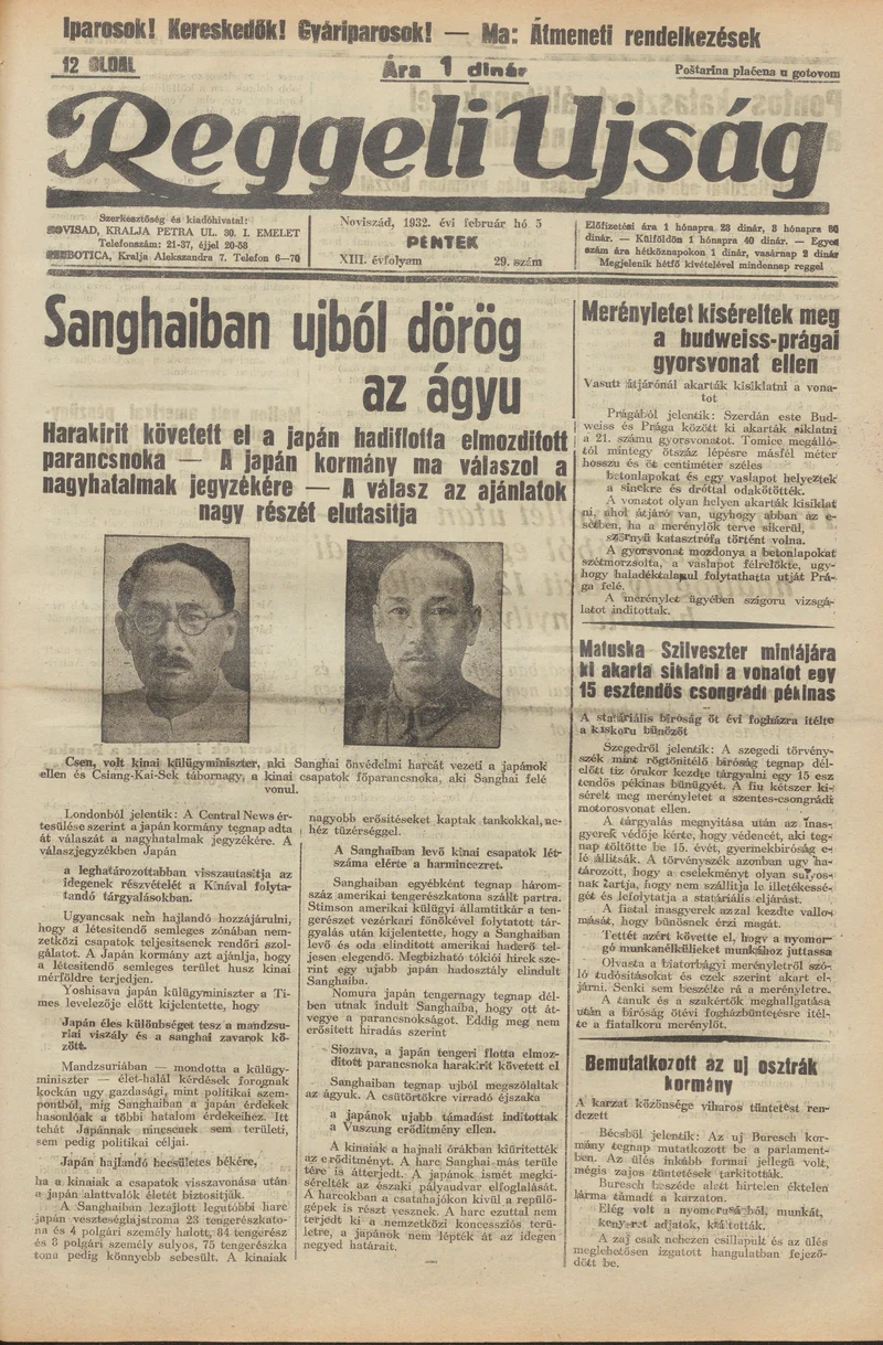 Reggeli Újság, 13. évf. 1932. február 5. 29. sz.