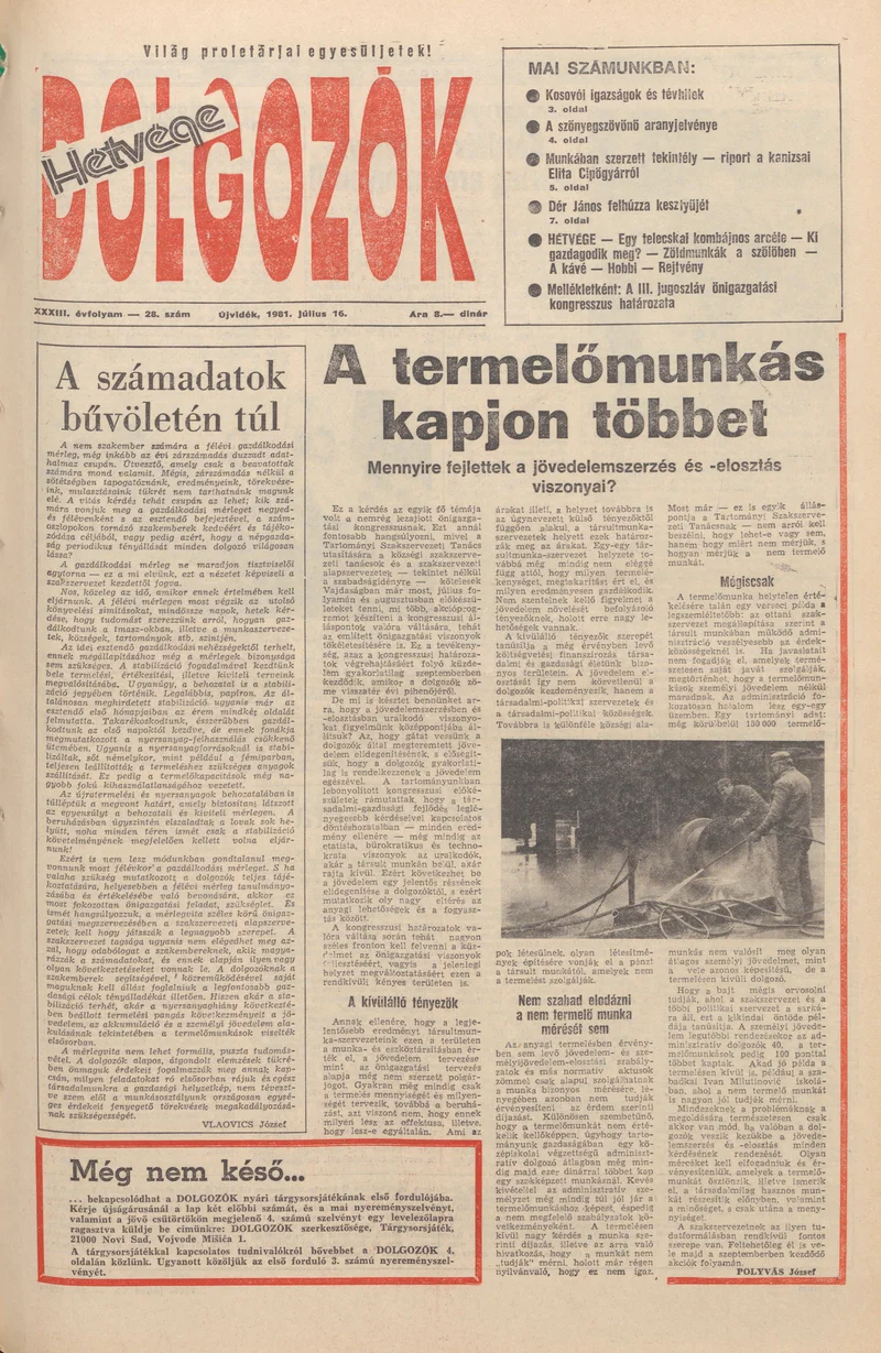 Dolgozók, 35. évf. 1981. július 16. 28. sz.