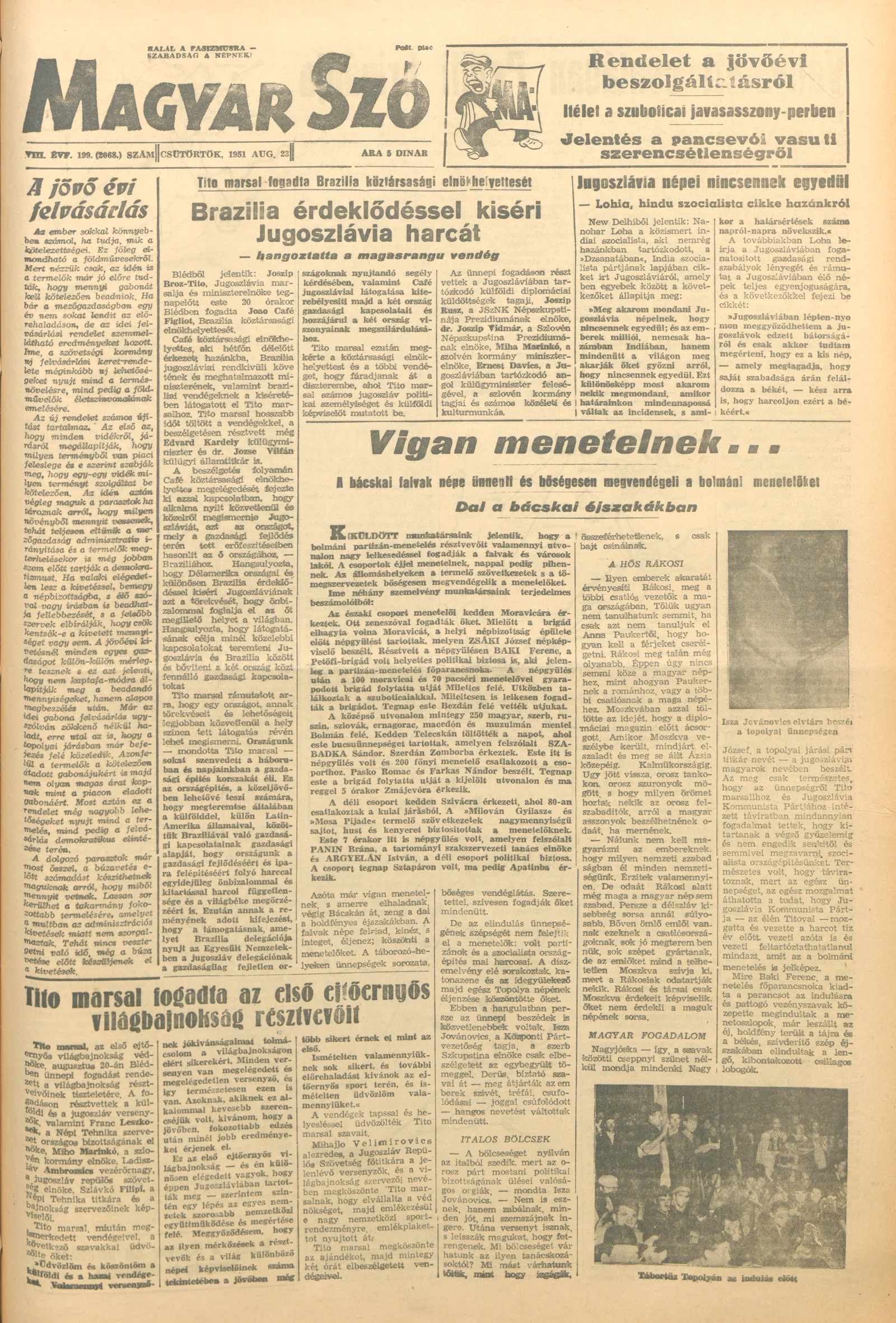 Magyar Szó, 8. évf. 1951. augusztus 23. 199. sz. 1–6. oldal