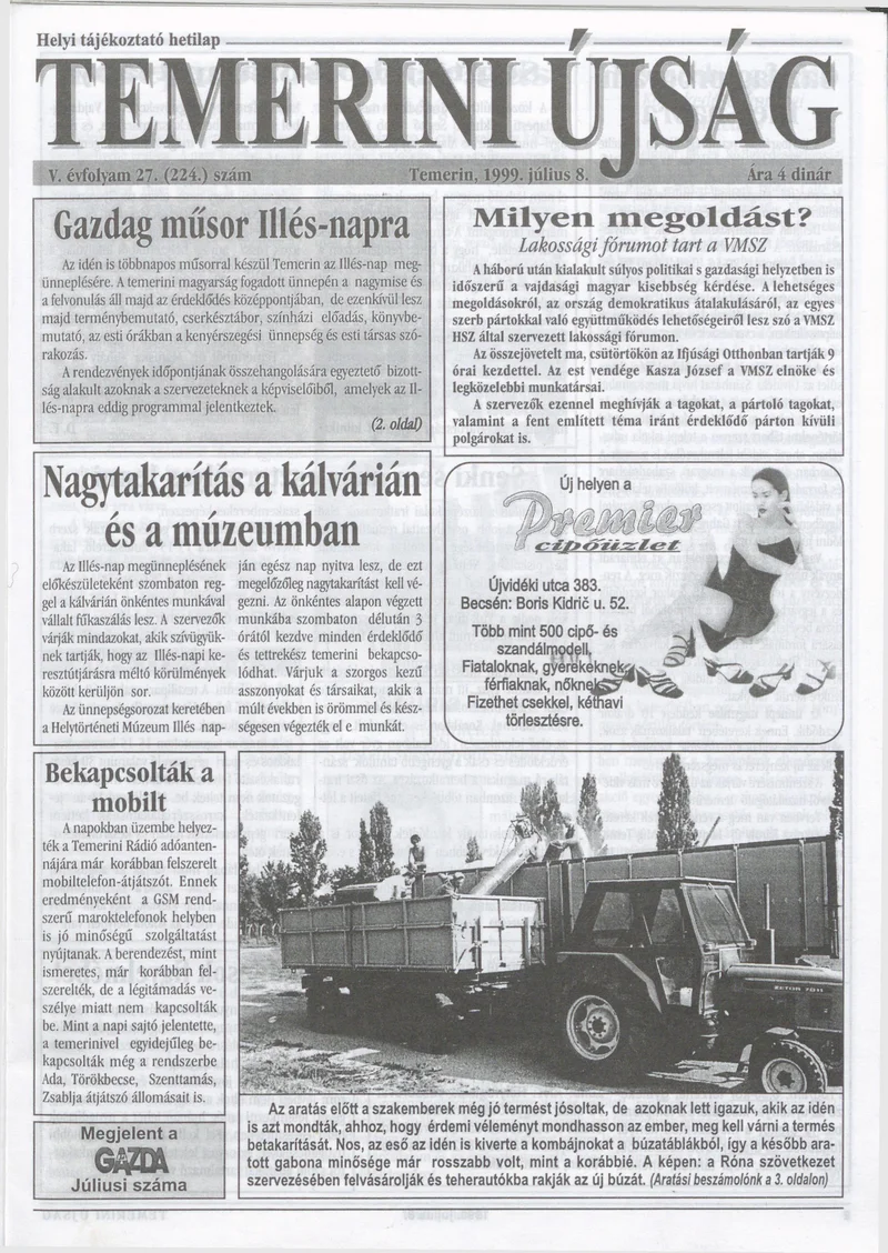 Temerini Újság, 5. évf. 1999. július 8. 27. sz.