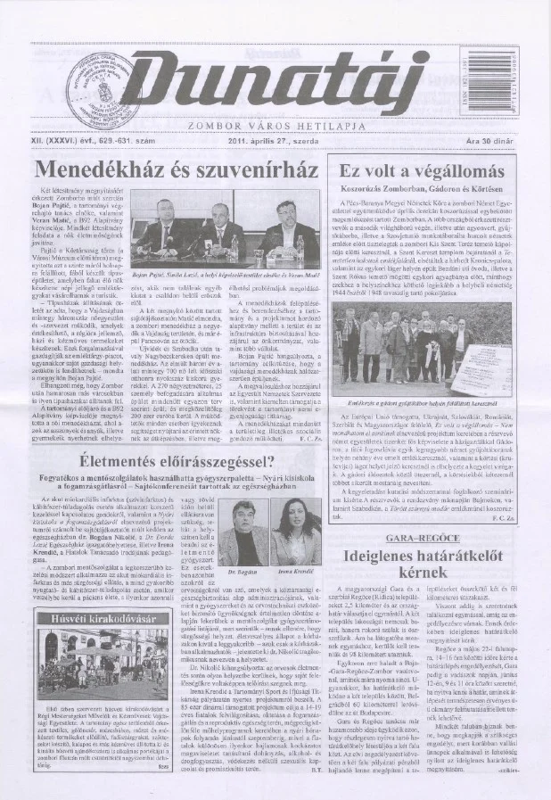 Dunatáj, 13. évf. 2011. április 27. 629–631. sz.