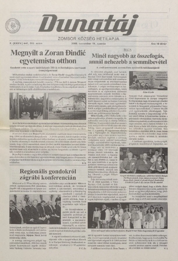 Dunatáj, 10. évf. 2008. november 19. 502. sz.