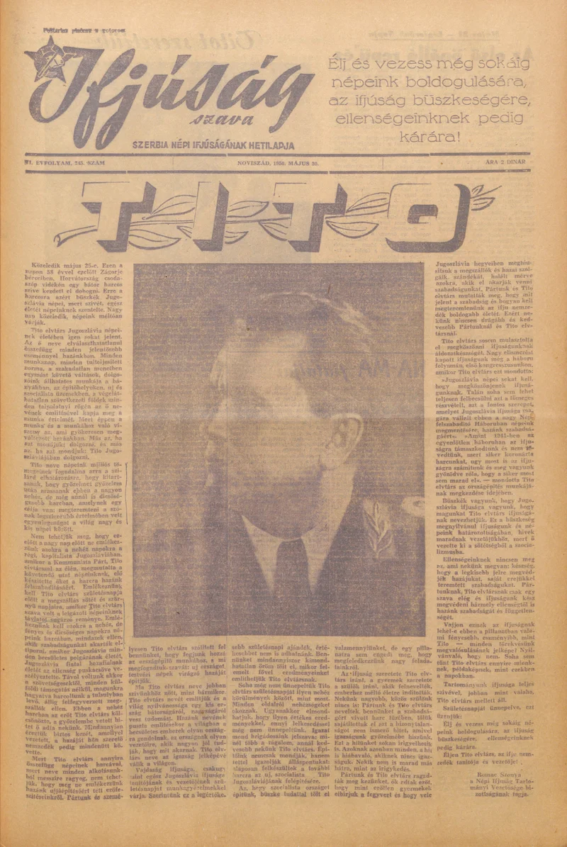 Ifjúság Szava, 6. évf. 1950. május 20. 245. sz.