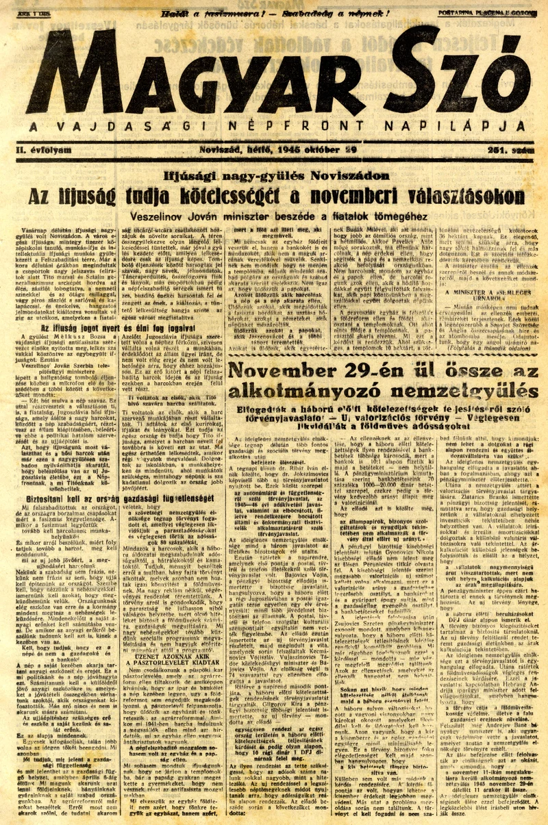 Magyar Szó, 2. évf. 1945. október 29. 251. sz. 1–4. oldal