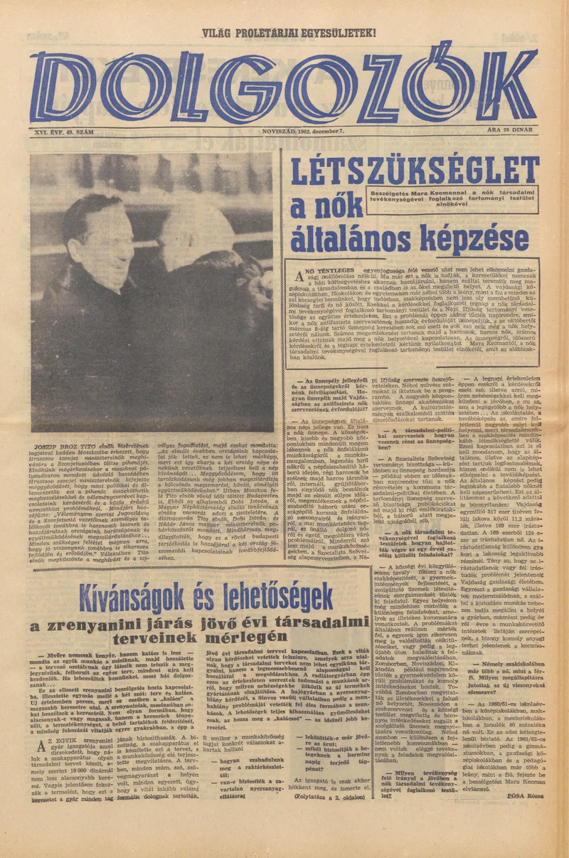Dolgozók, 16. évf. 1962. december 7. 49. sz.