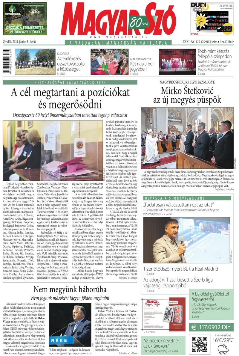 Magyar Szó, 81. évf. 2024. június 3. 125. sz. 1–16. oldal
