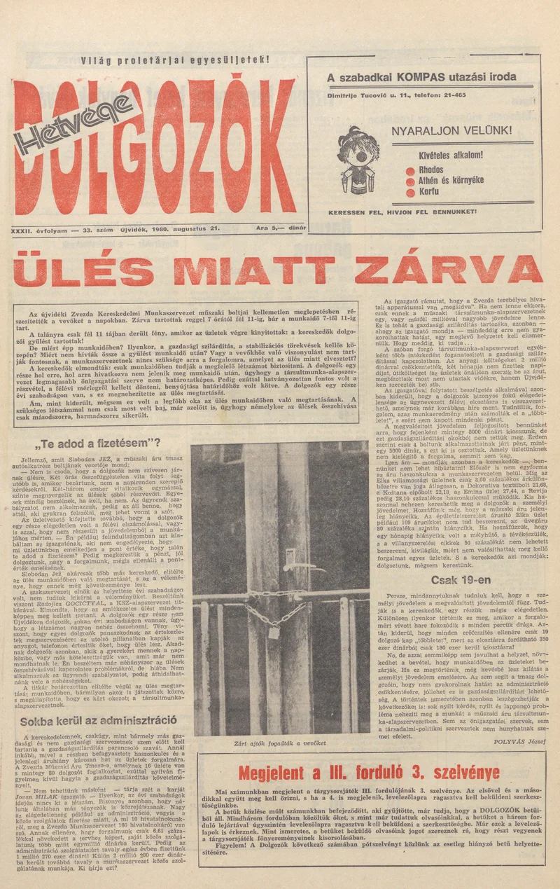 Dolgozók, 34. évf. 1980. augusztus 21. 33. sz.