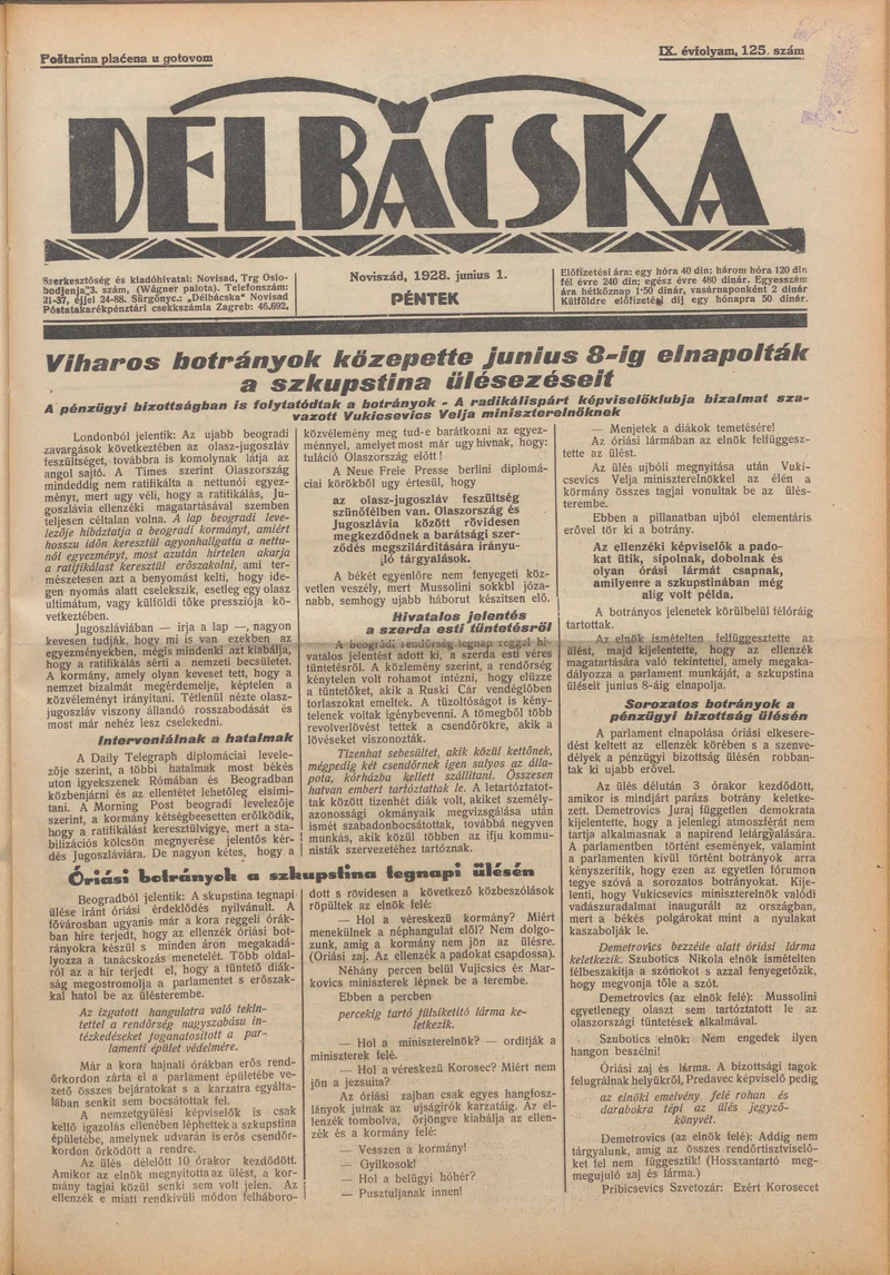 Délbácska, 9. évf. 1928. június 1. 125. sz.