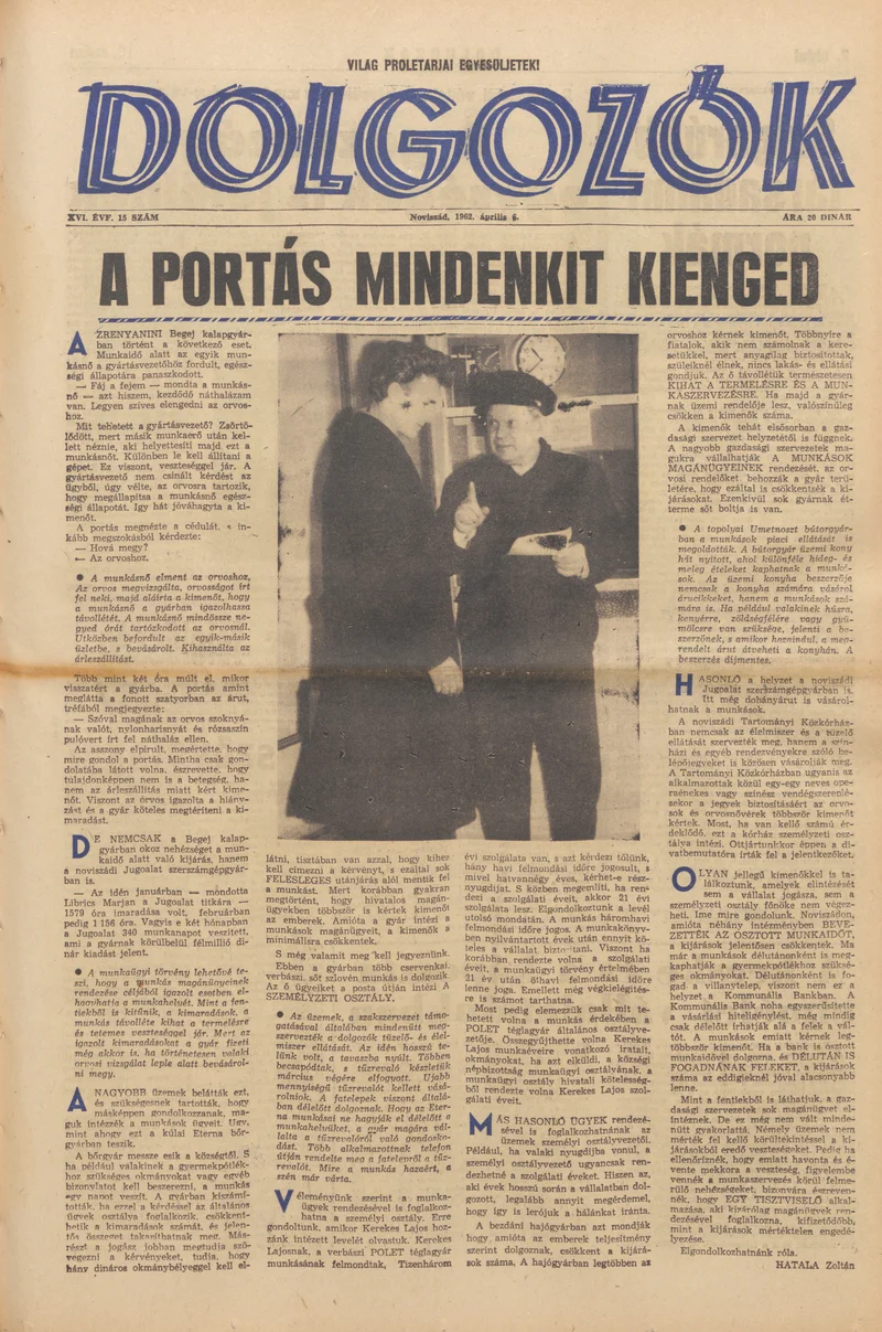 Dolgozók, 16. évf. 1962. április 6. 15. sz.