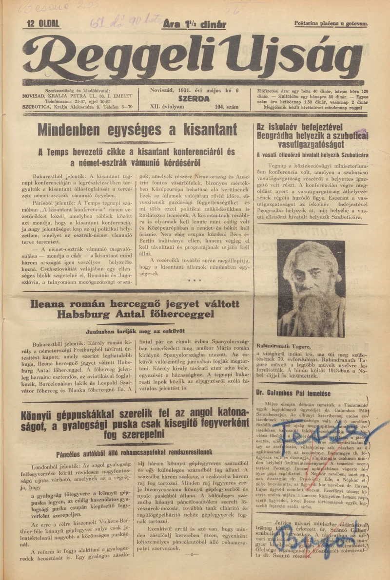 Reggeli Újság, 12. évf. 1931. május 6. 104. sz.