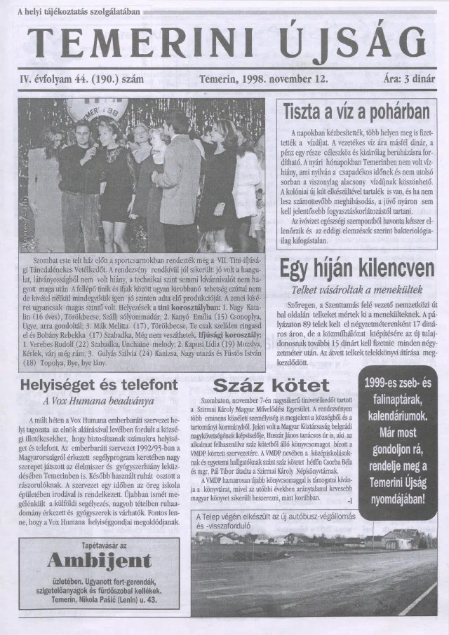 Temerini Újság, 4. évf. 1998. november 12. 45. sz.
