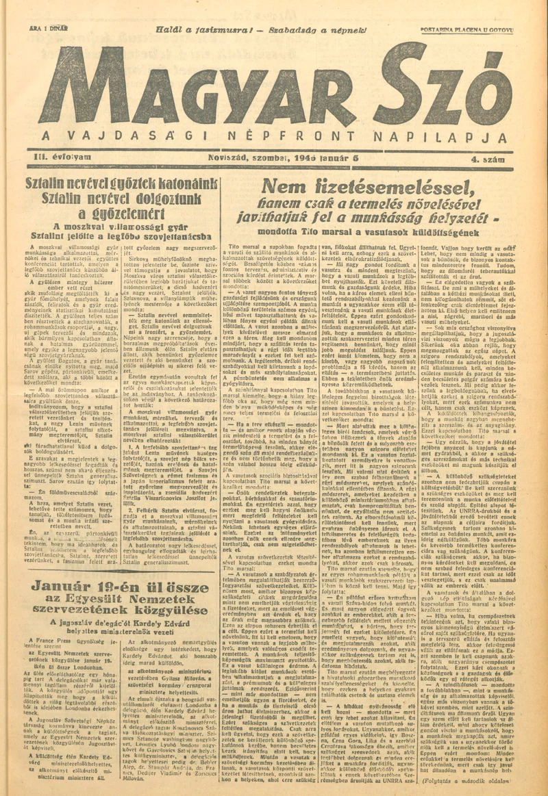 Magyar Szó, 3. évf. 1946. január 5. 4. sz. 1–4. oldal