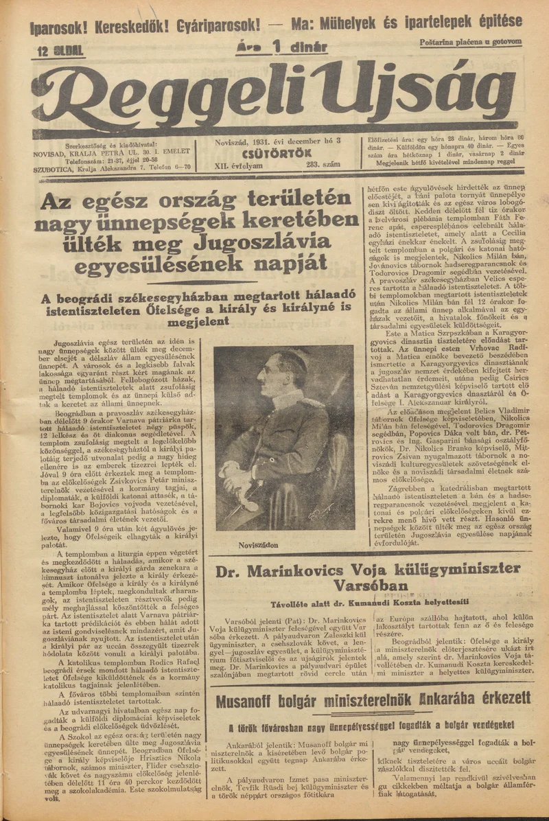 Reggeli Újság, 12. évf. 1931. december 2. 283. sz.