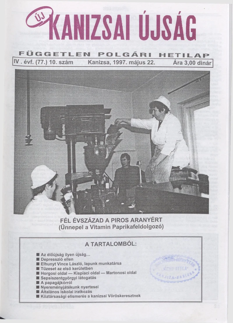 Új Kanizsai Újság, 4. évf. 1997. május 22. 10. sz.