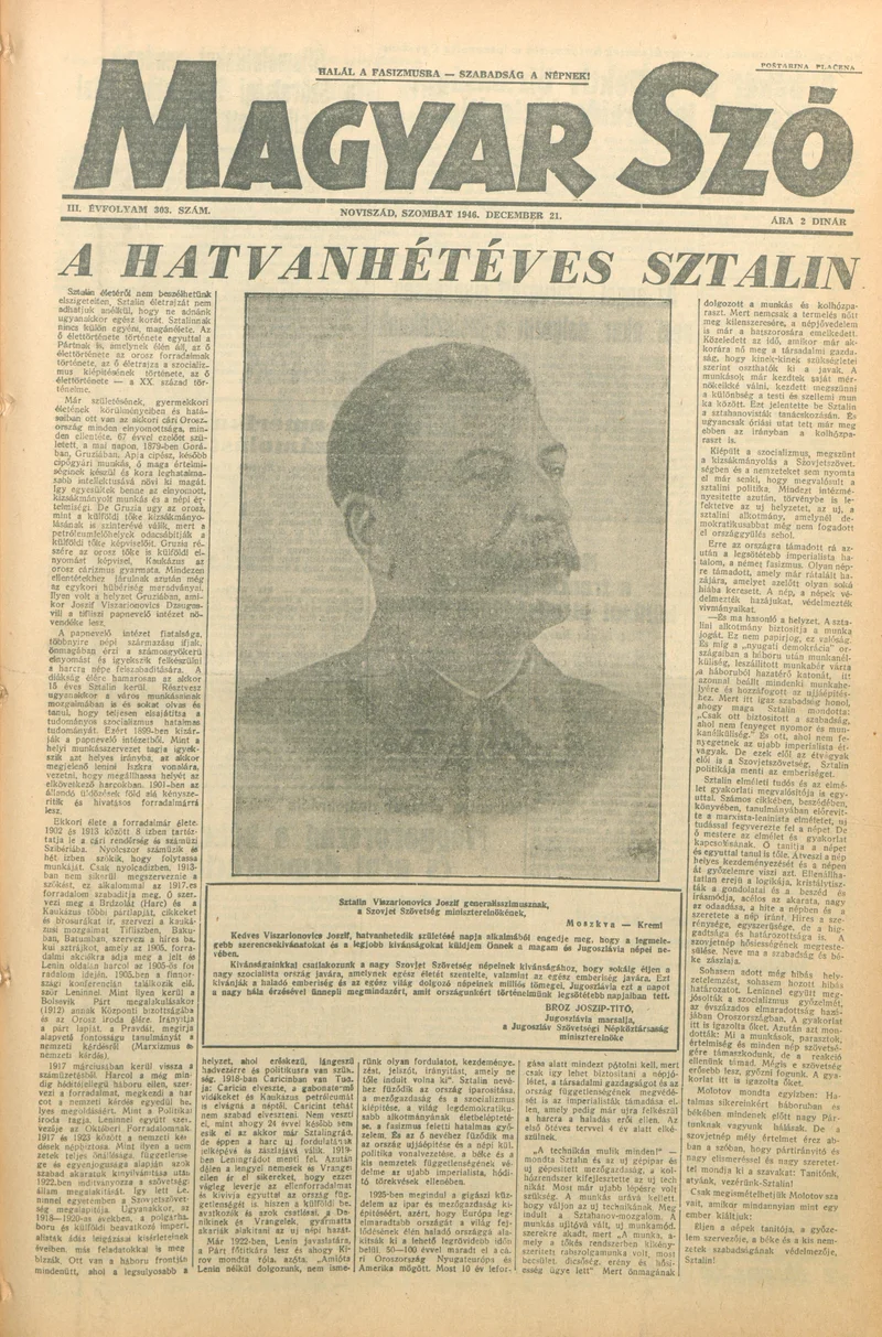 Magyar Szó, 3. évf. 1946. december 21. 303. sz. 1–6. oldal
