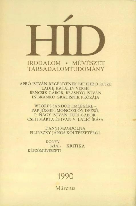 Híd, 54. évf. 1990. március. 3. sz. 253–384. oldal