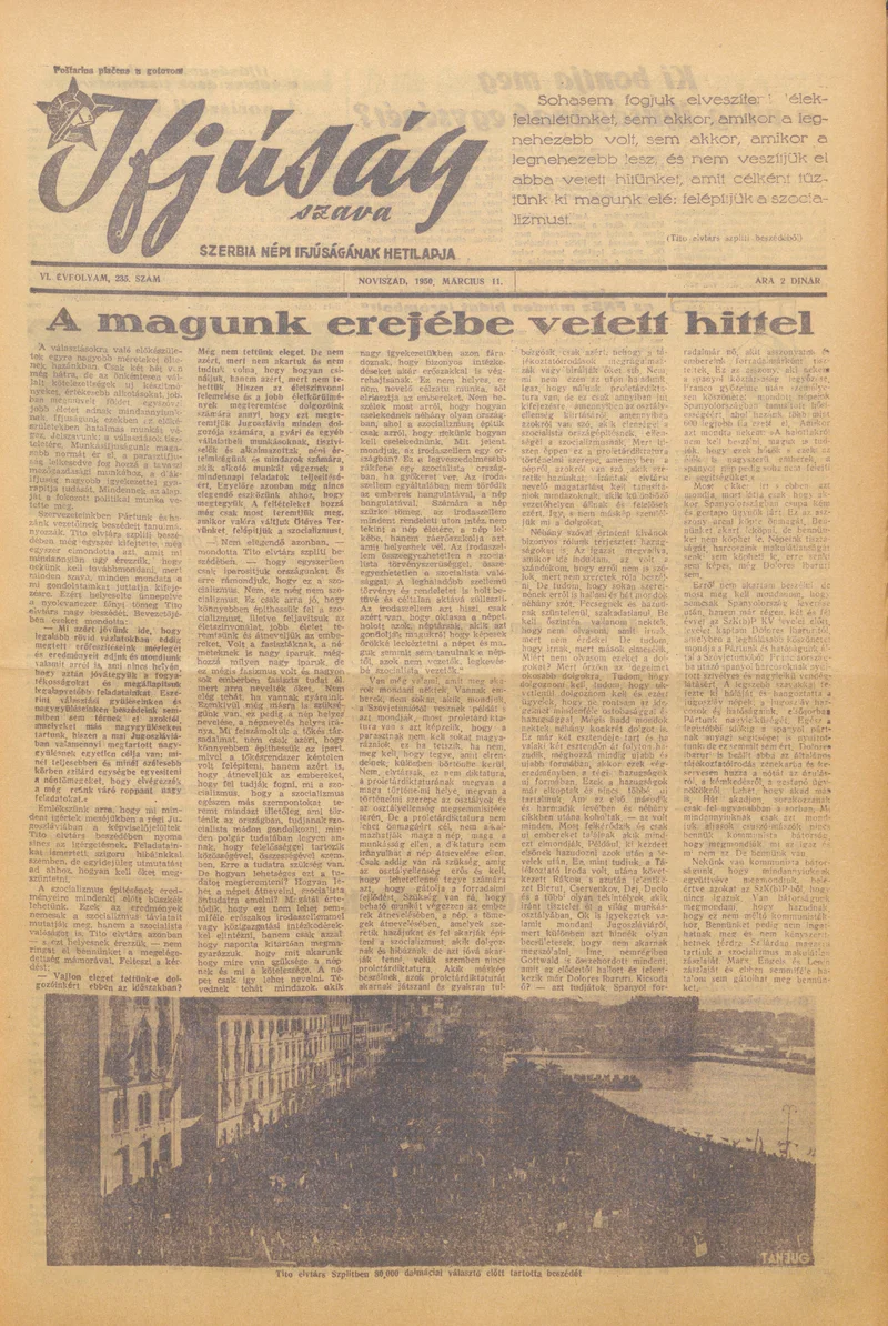 Ifjúság Szava, 6. évf. 1950. március 11. 235. sz.