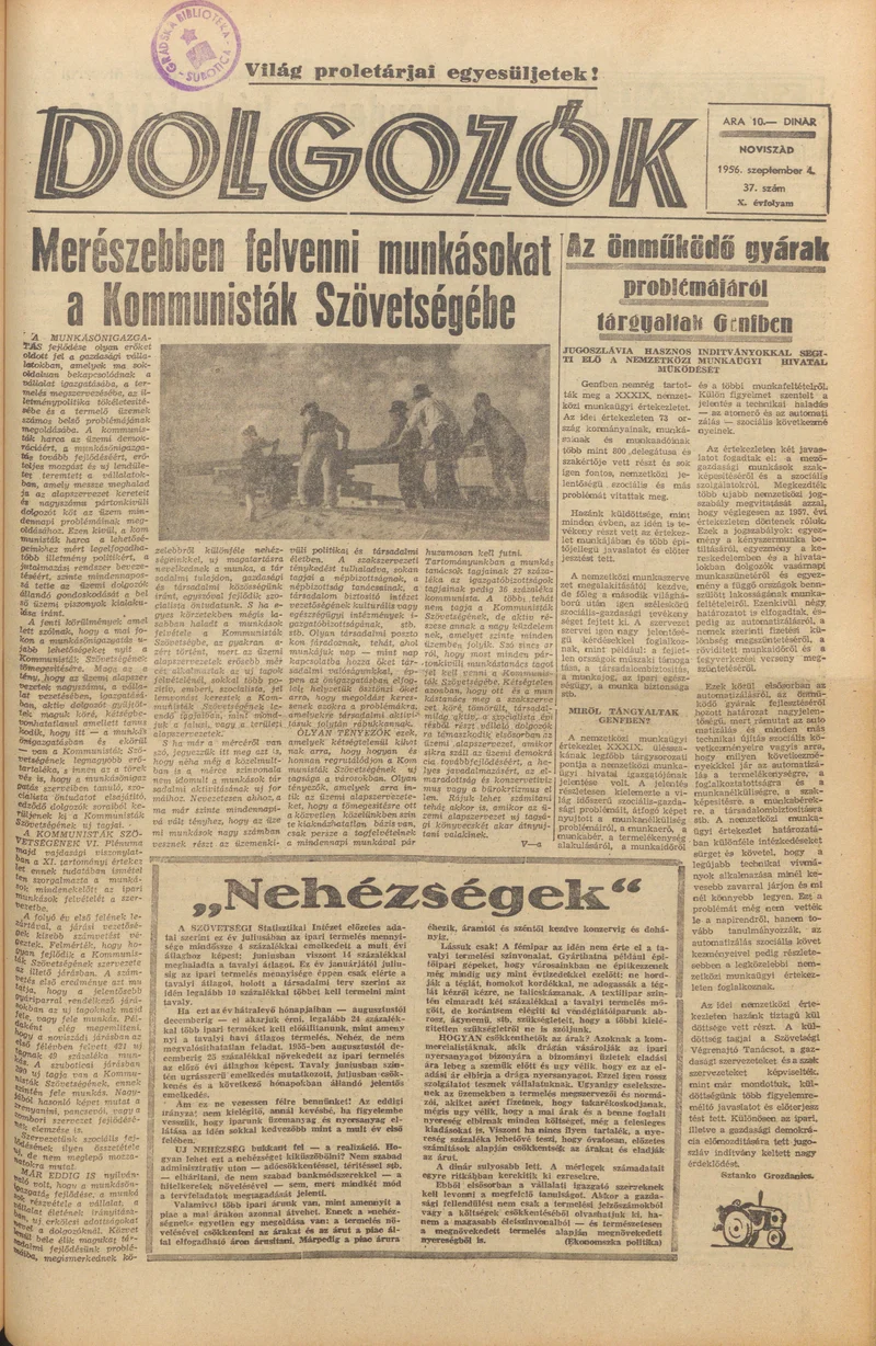 Dolgozók, 10. évf. 1956. szeptember 4. 37. sz.