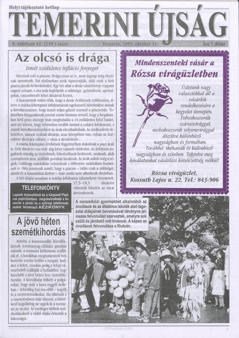 Temerini Újság, 5. évf. 1999. október 21. 42. sz.