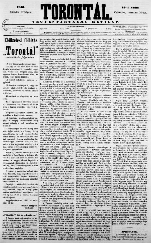 Torontál, 2. évf. 1873. március 20. 12. sz.